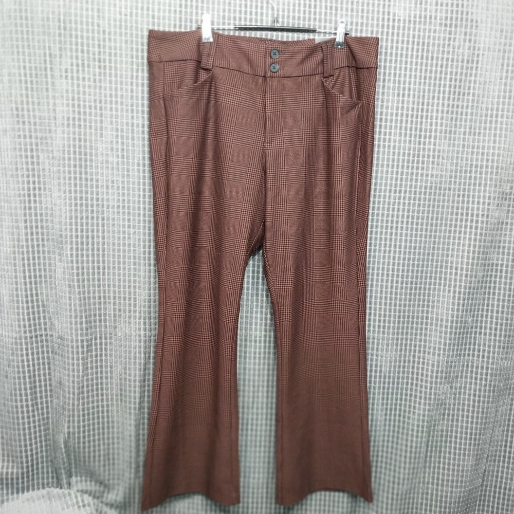 Torrid Trouser Boot Pants Womens Studio Luxe Ponte Plaid 18S Brown